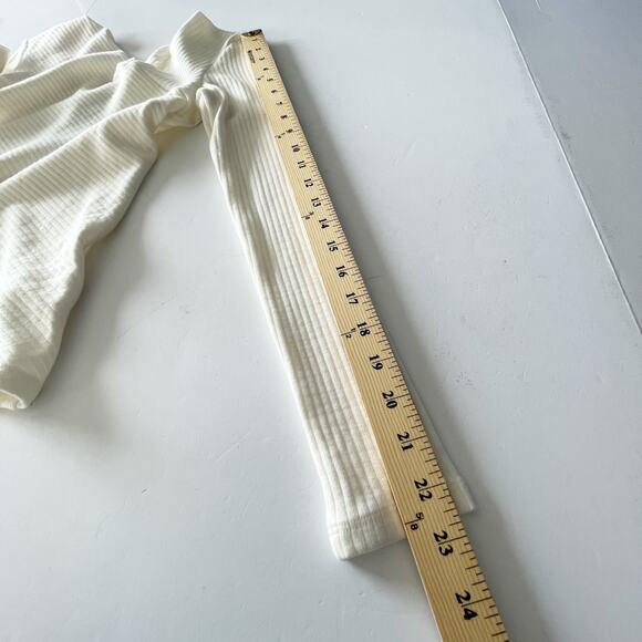 Enza Costa Women's Asymmetric Rib Knit Sweater Top NEW Size M Winter White - Picture 8 of 9